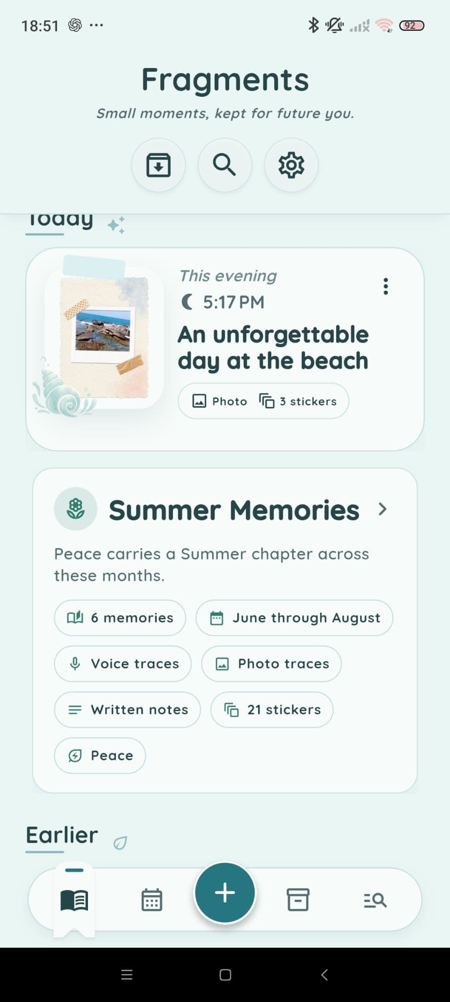 NoFi Diary with the Ocean Memories appearance on Android
