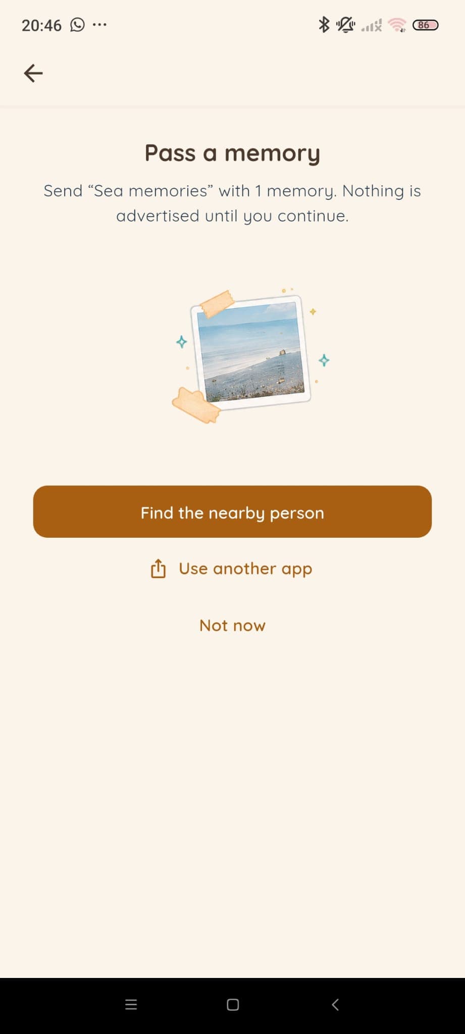 The optional Pass a memory screen in NoFi