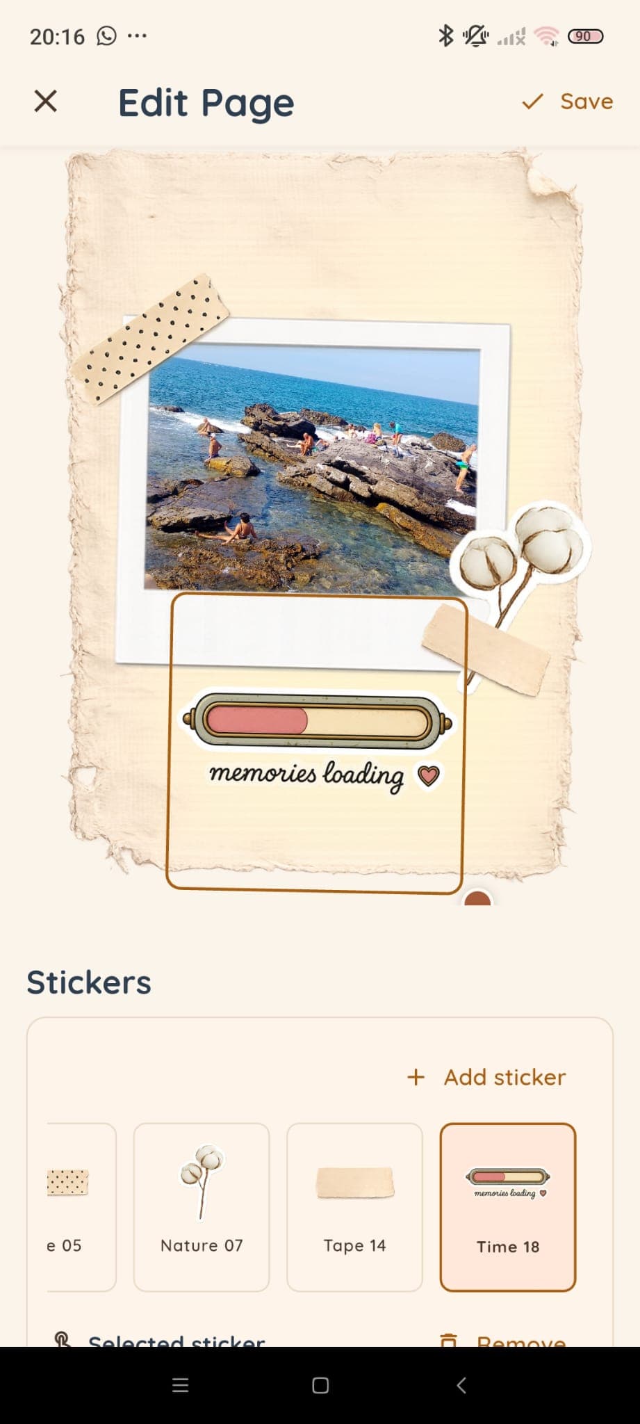 A memory being decorated with stickers in NoFi