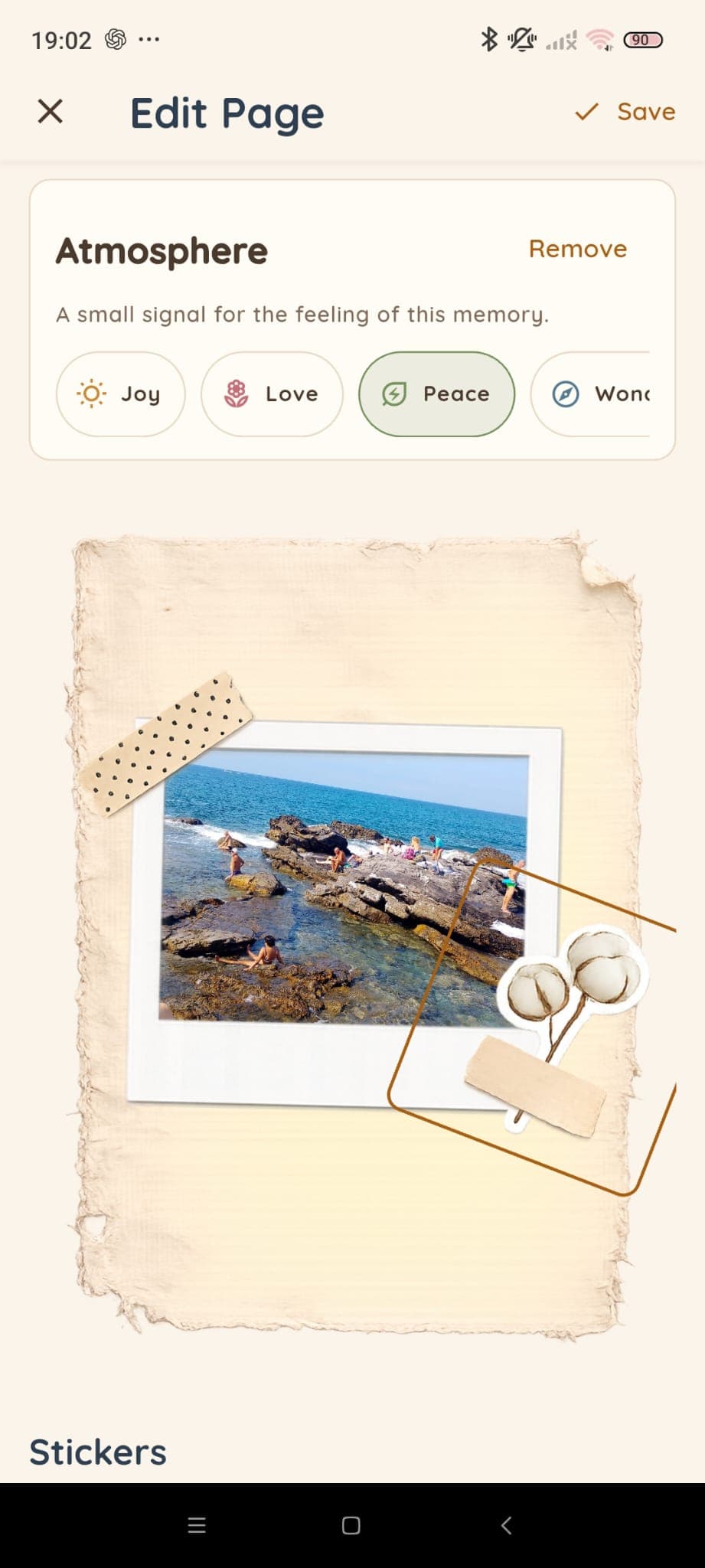 Salt & Sunlight theme shown in NoFi Diary on Android