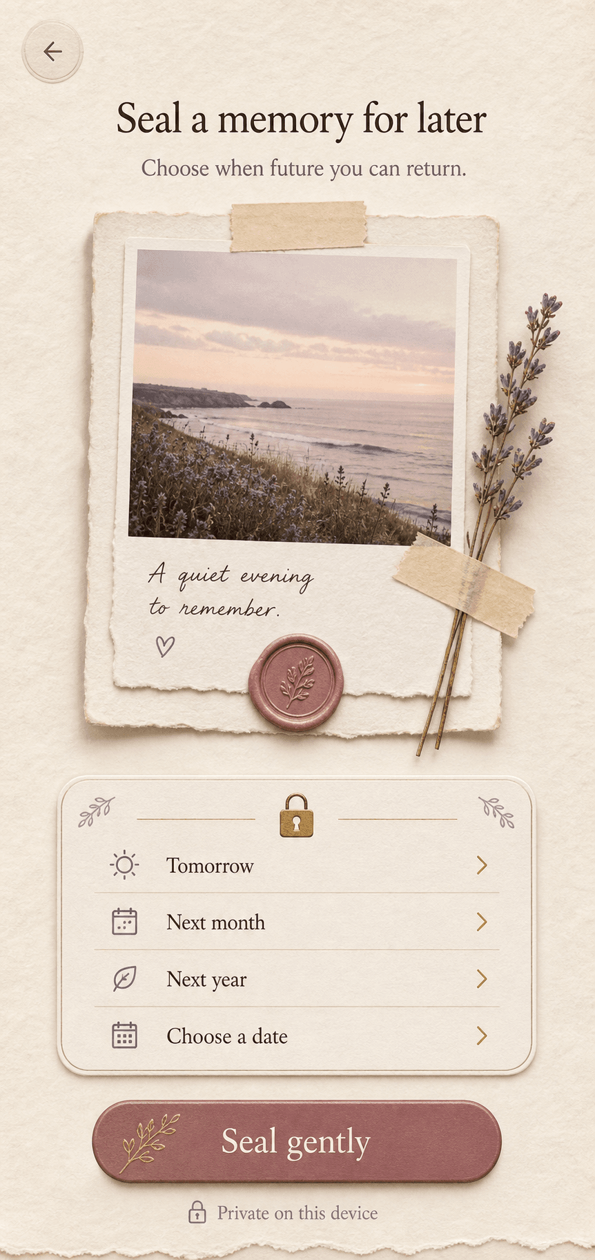 A NoFi memory prepared as a private Time Capsule
